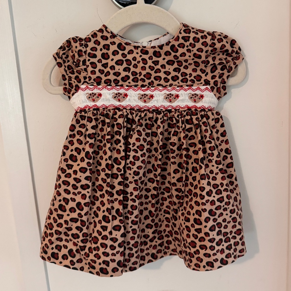 Bonnie Baby smocked Girls Leopard Dress
